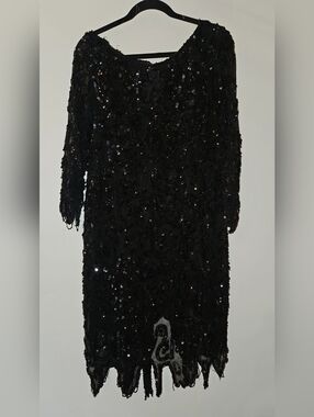 Vintage GUNIT Black Sequin Long Sleeve Cocktail Dress